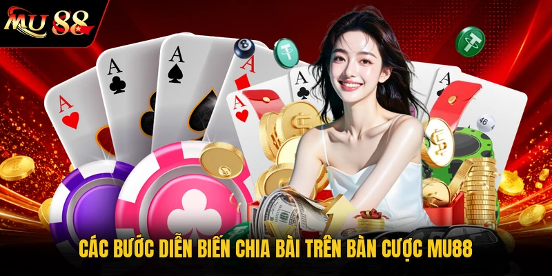 Các bước diễn biến chia bài trên bàn cược MU88