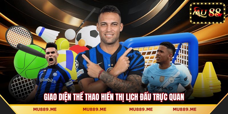 Giao diện thể thao hiển thị lịch đấu trực quan